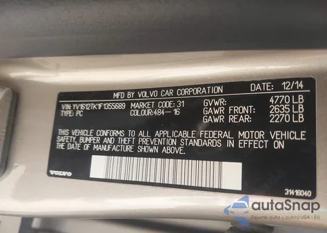 2015 Volvo S60 T5 Premier из США, поврежденный, VIN YV1612TK1F1355689